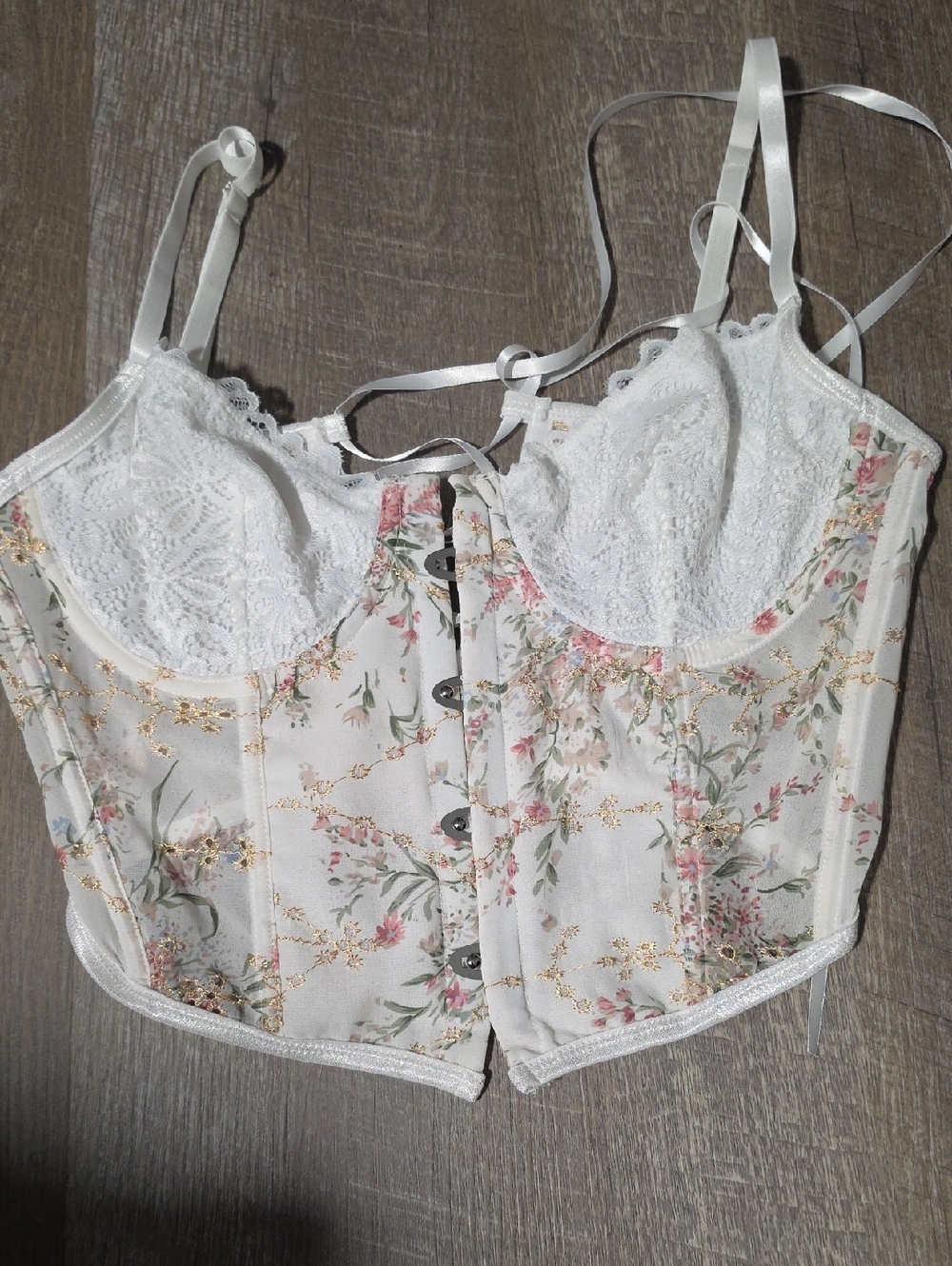 White Floral Lace Bustier Top